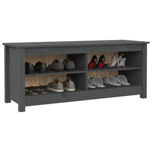 Shoe Bench Grey 110x38x45.5 cm Solid Wood Pine