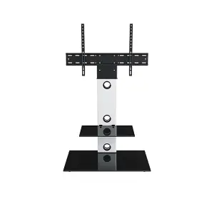 AVF Lesina 70cm Pedestal TV Stand, for TVs 32-65" - Satin White and Black Glass