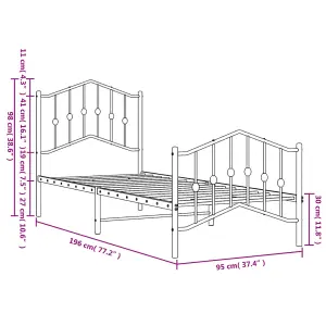 Berkfield Metal Bed Frame without Mattress with Footboard Black 90x190cm