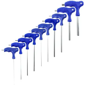 SPARES2GO 10 Piece T Handle Metric Hex Allen Key CR-V Screwdriver Set + Stand