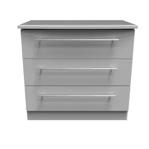 Ready assembled Matt grey 3 Drawer Chest of drawers (H)695mm (W)765mm (D)415mm