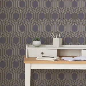 Next Honeycomb Geo Mauve Smooth Wallpaper