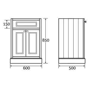 Fairmont Black Square Floor Standing Vanity Unit (W)600mm