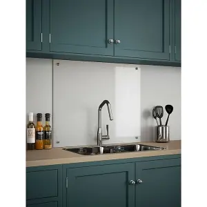 Crystal Clear Glass Kitchen Splashback (Chrome Cap) 900mm x 750mm