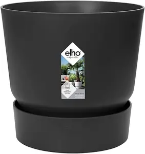 Elho Greenville Round 25cm Plastic Plant Pot in Living Black