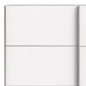 Verona Sliding Wardrobe 180cm in White with White Doors with 2 Shelves