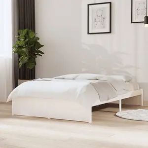 Berkfield Bed Frame White Solid Wood 120x200 cm