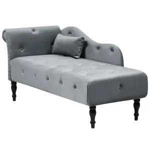 Left Hand Velvet Chaise Lounge Grey IVRY