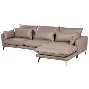 Corner Sofa GALLO Light Brown Fabric Left Hand