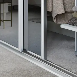 Spacepro Sliding Wardrobes Full length Mirror White frame Single panel Mirrored door, (H) 2220mm x (W) 914mm