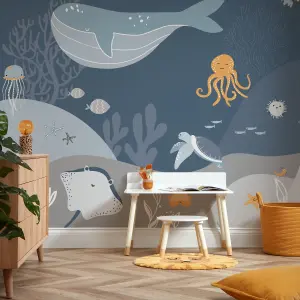 Under The Sea Mural In Deep Blue (300cm x 240cm)