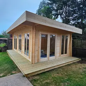 Lasita Doddington Summer House - 5.7m x 3.8m - Modern Log Cabin with Double Doors Double Glazed