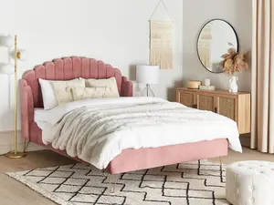 Velvet EU Double Size Bed Pink AMBILLOU