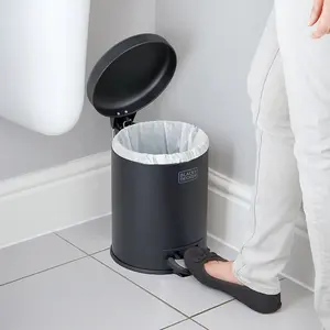 BLACK+DECKER 61349 5L Matt Black Dome Shaped Pedal Bin With Soft Close Lid