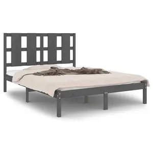 Berkfield Bed Frame Grey Solid Wood Pine 120x200 cm