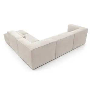 Doris Modular Extended Corner Sofa in White Cord Chenille