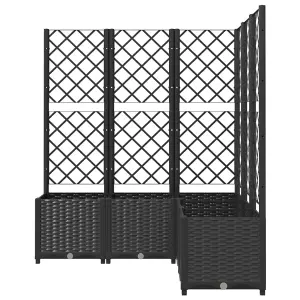 Berkfield Garden Planter with Trellis Black 120x120x136 cm PP