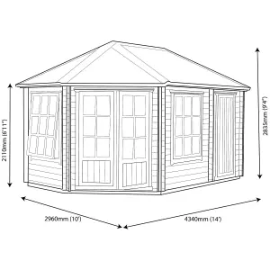 Shire Rowney 10x14 ft Apex Wooden Cabin - Assembly service included