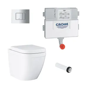 Grohe Even & Euro Alpine White Back to wall Toilet & cistern with Soft close seat & Concealed cistern