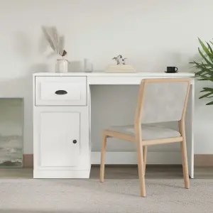 Berkfield Desk with Drawer White 115x50x75 cm Engineered Wood