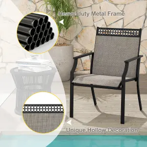 Costway Set of 2 Outdoor Patio Chairs Dining Chair Set Heavy Duty Metal Frame