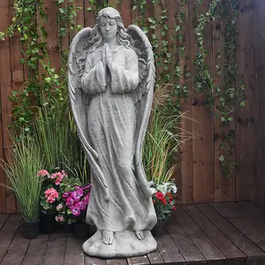 Large Stone Cast Praying Angel Memorial Statue