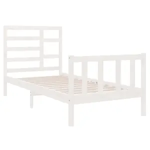 Berkfield Bed Frame White Solid Wood 90x190 cm 3FT Single