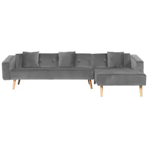 Corner Sofa VADSO Grey Velvet Left Hand