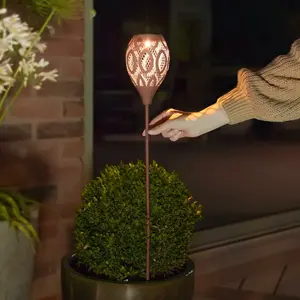 Festive Lights 75cm Blush Pink Solar Metal Stake Light Garden Pathway Outdoor IP44 Lighting