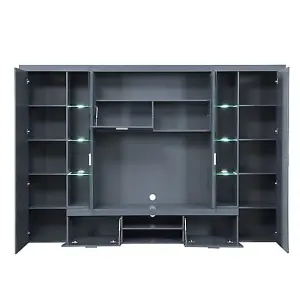 Roma Entertainment Unit Grey With High Gloss Fronts And LED