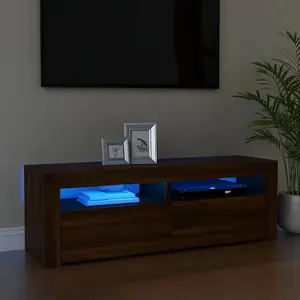 Berkfield TV Cabinet with LED Lights Brown Oak 120x35x40 cm