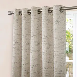 Home Curtains Rowan Metallic 90w x 90d" (229x229cm) Natural Eyelet Curtains (PAIR)