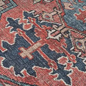 Distressed Red Multicolour Persian Style Washable Non Slip Rug 200x290cm