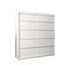 Verona 01 Contemporary 2 Sliding Door Wardrobe 9 Shelves 2 Rails White Matt (H)2000mm (W)1800mm (D)620mm