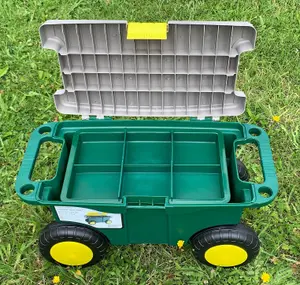 Rolling Sit On Garden Tool Storage Cart