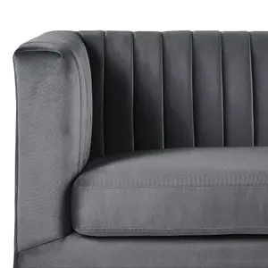 3 Seater Velvet Fabric Sofa Grey ARVIKA