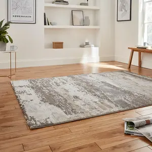 Grey Beige Abstract Modern Easy to clean Rug for Dining Room Bed Room and Living Room-200cm X 290cm