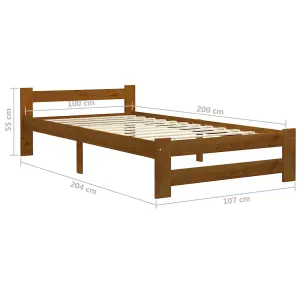 Berkfield Bed Frame Honey Brown Solid Pine Wood 100x200 cm