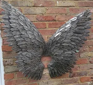 Angel Wings Hinged Metal Wall Art Screen For Your Home Or Garden 90cm Tall