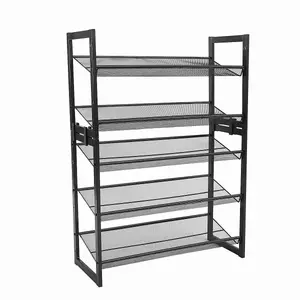 3-Tier Shoe Rack, Shoe Storage Organiser, Metal Storage Rack, Shoe Stand Shoe Shelf , 74 x 30.5 x 62.8 cm, Grey (STACKABLE)