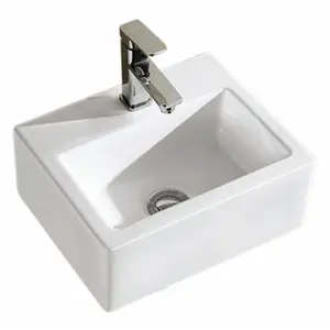 White Stone 325mm L x 325mm W White Ceramic Rectangular Sink