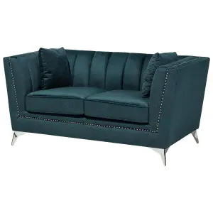 2 Seater Velvet Fabric Sofa Teal GAULA