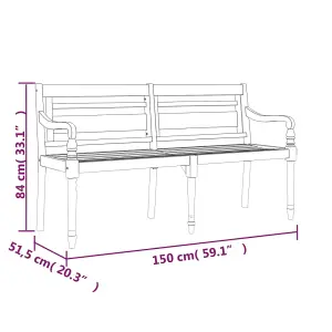 Berkfield Batavia Bench 150 cm Solid Wood Teak