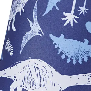 Modern and Fun Dinosaur Themed Navy Blue and White Cotton Children's Lamp Shade