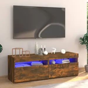 Berkfield TV Cabinet with LED Lights Smoked Oak 120x35x40 cm