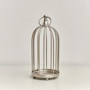 Melody Maison Silver Metal Birdcage Candle Holder - 24cm