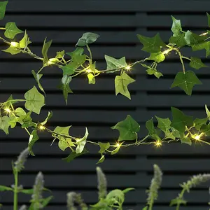 Smart Garden Solar Ivy Firefly Leaves String Lights Warm White 30 LEDs 4.9m