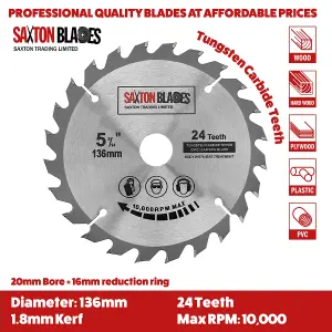 Saxton TCT136MXA  TCT Circular Blade 136mm Pack A