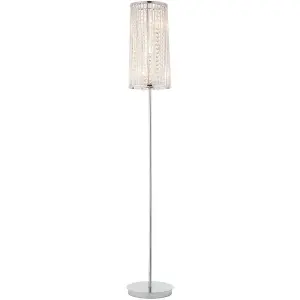 Tall Crystal Floor Lamp Chrome & Glass Modern Free Standing Lounge Feature Light