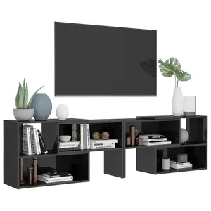 Berkfield TV Cabinet High Gloss Grey 149x30x52 cm Engineered Wood